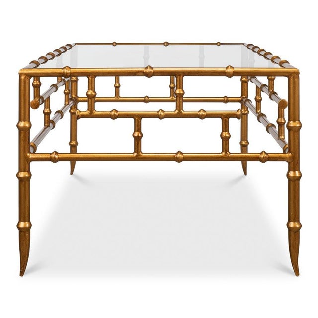 Faux Bamboo Metal Coffee Table by Sarreid LTD For Sale - Image 9 of 11