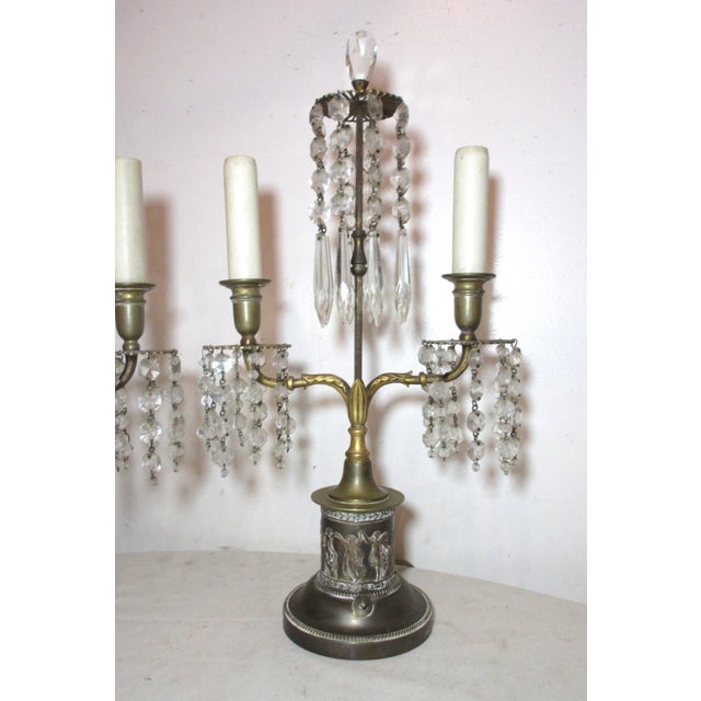 Edward F. Caldwell & Co. Pair of Antique Ef Caldwell Empire Style Ornate Gilt Bronze Crystal Table Lamps For Sale - Image 4 of 12