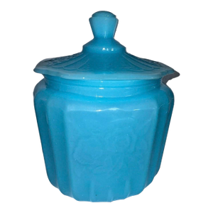 Rare Baby Blue Mayfair Open Rose Depression Glass Cookie Jar