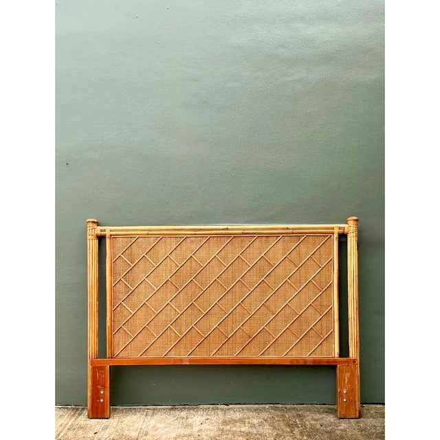 Vintage Bamboo and Wood King Headboard For Sale - Image 4 of 12