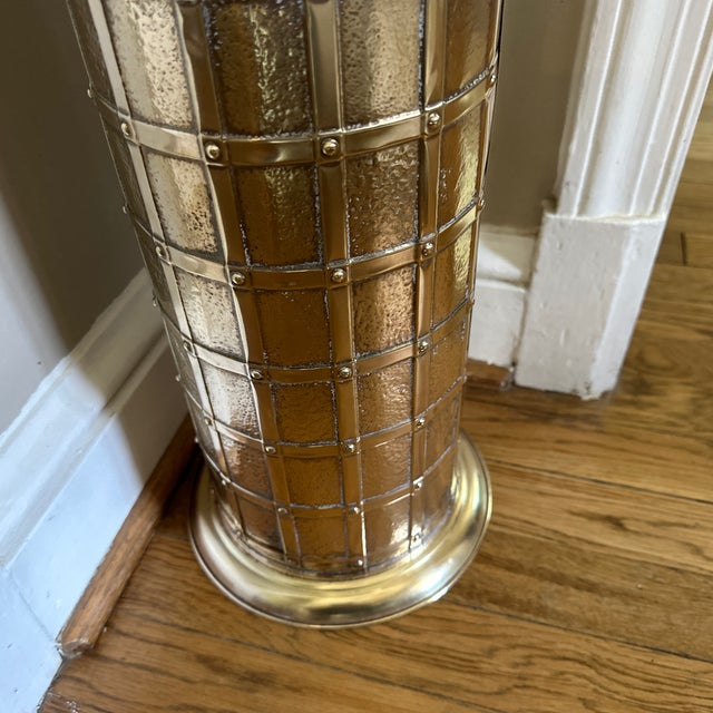 Wonderful English brass with lattice design that is both classic and modern -this piece would be beautiful with foliage...