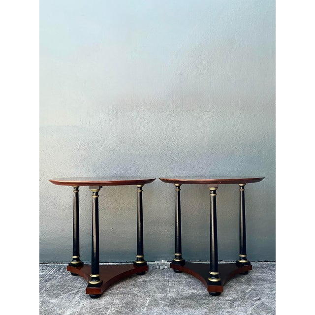 Late 20th Century Vintage Regency Gilt Tipped Side Tables - A Pair For Sale - Image 5 of 12