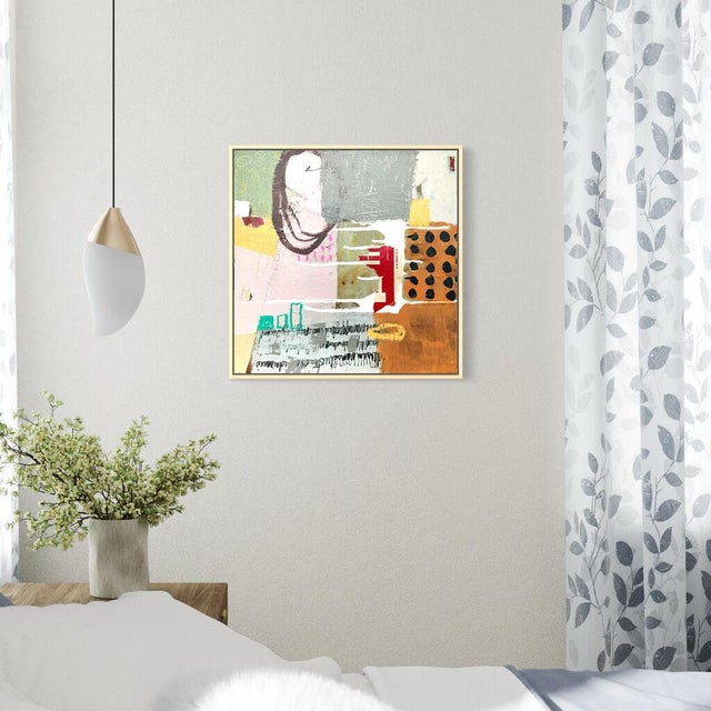 2020s Christiane Corcelle "Hy-Ko" Mixed Media on Board, Framed Abstract Collage Painting in Gray, Pink and Ochre, 2022 For Sale - Image 5 of 6