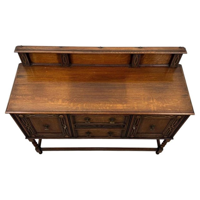 2000 - 2009 Antique Early 20th Century English Jacobean Oak Sideboard For Sale - Image 5 of 13