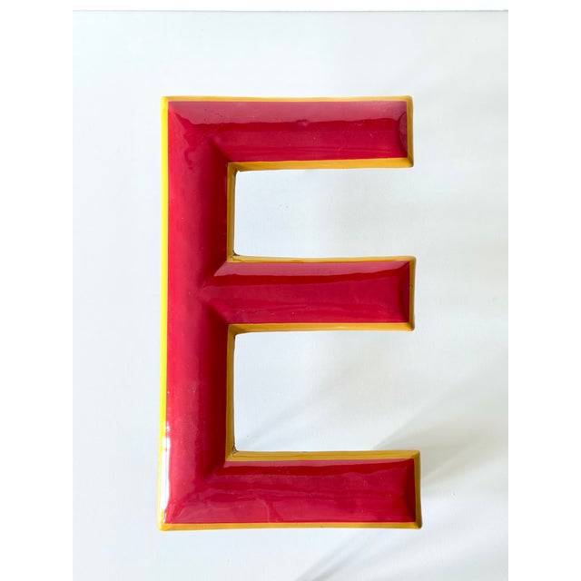Vintage Enamel Letter E, 1960, in Very Good conditions. Designed 1960 to 1969