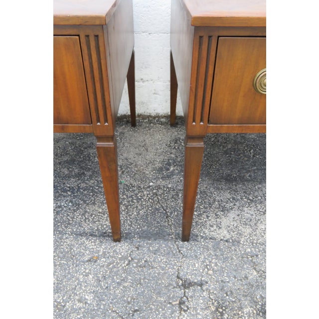Wood Kittinger Parquet Top Mid Century Modern Side End Bedside Tables a Pair 6060 For Sale - Image 7 of 18
