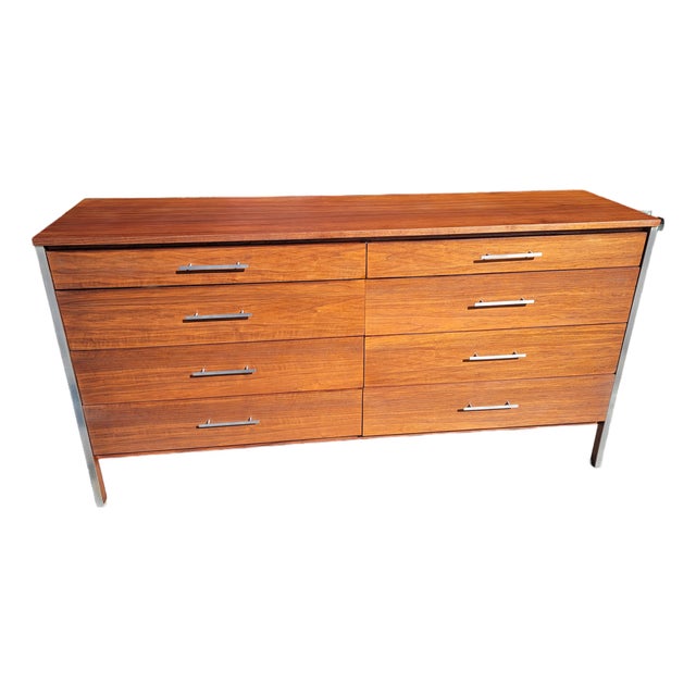 Mid Century Paul McCobb Walnut Long Dresser for Calvin Furniture Co. Grand Rapids Mich. 66 Inches For Sale
