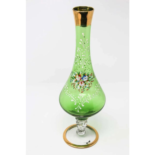 Bohemian Emerald Green Glass Gilded For Sale - Image 11 of 13