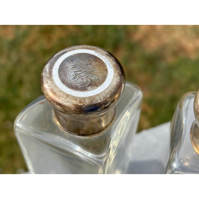 19th C. English Crown Leather Travel Flask With Silver, Crystal, Enamel Details For Sale - Image 10 of 12