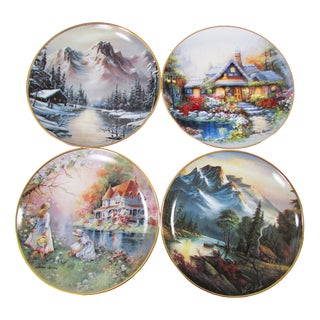Decorative Four Seasons Wall Plates, 1992, Set of 4 For Sale