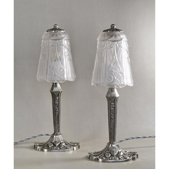 Art Deco French Art Deco Lamp by Ejg Jean Gauthier 1930s France - A Pair For Sale - Image 3 of 14