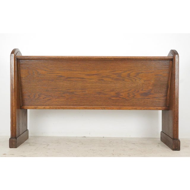 Mid 20th Century Reclaimed Gothic 5 Ft. Oak Church Pew Bench For Sale - Image 10 of 10