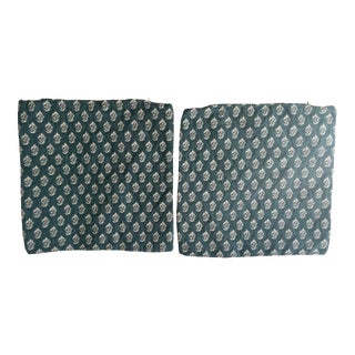 Peter Dunham Blue and White Rajmata Indoor/Outdoor Fabric Pillow Covers- a Pair For Sale