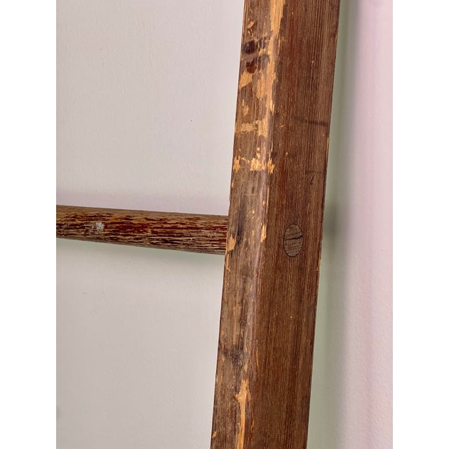 Antique American Rustic Farmstead Wooden Ladder For Sale - Image 13 of 15