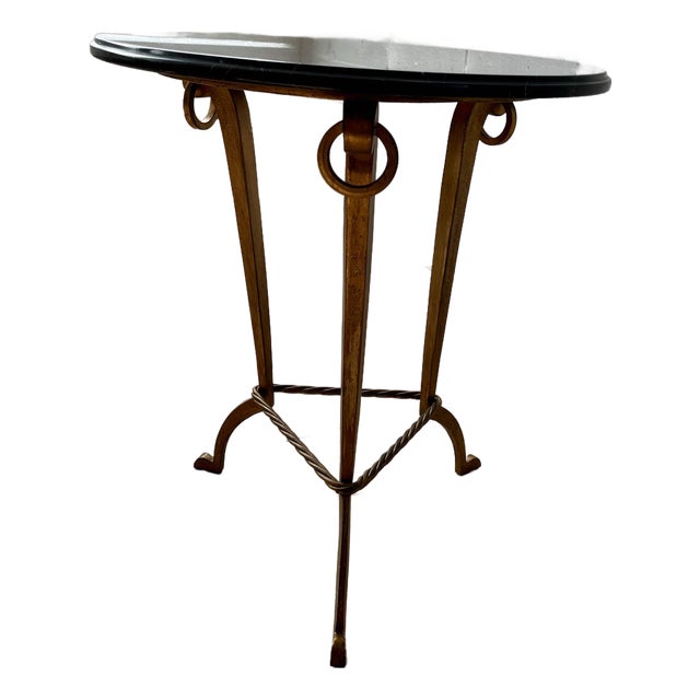 Mid-20th Century Directoire Style Gilt Gueridon Table With Marble For Sale