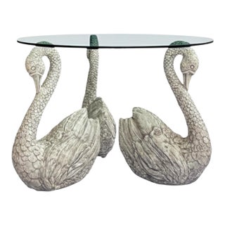 1970s Neo-Classical Style Cast Garden Swan Form Center or Dining Table For Sale