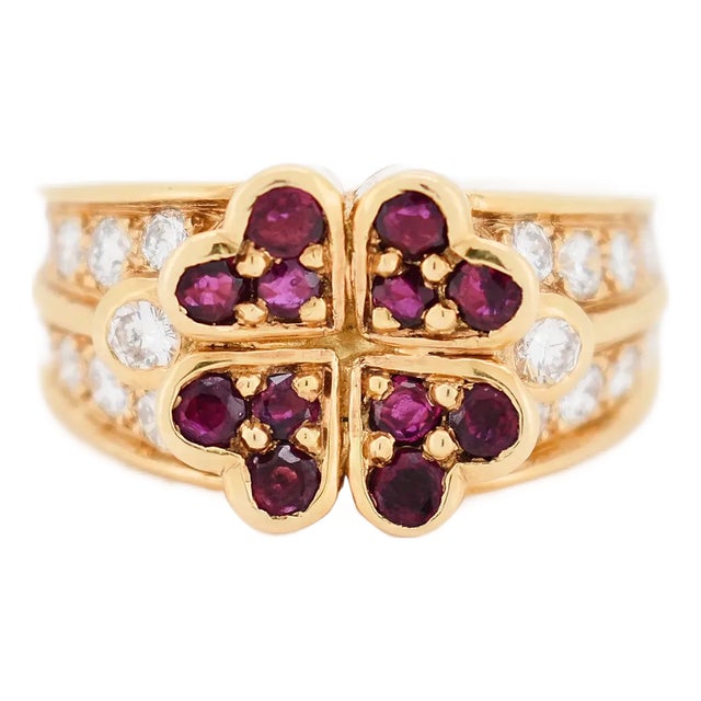 Boucheron - Gold Diamond Ruby Ring, Size 5.75 For Sale