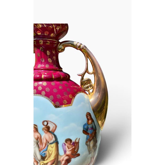 1900 - 1909 Antique Royal Vienna Style Porcelain Twin-Handled Urn Vase For Sale - Image 5 of 13