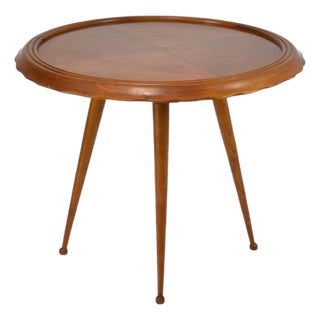 Vintage Italian Scalloped Cherry Side Table Attributed to Paolo Buffa, 1950s For Sale