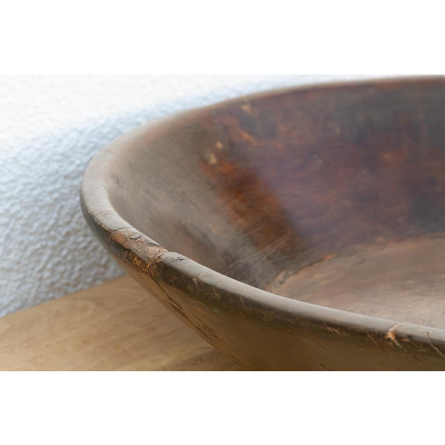 Large Patinated Brown French Dough Bowl For Sale In Los Angeles - Image 6 of 8