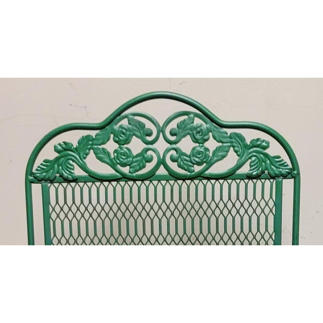 Vintage Woodard Style Green Wrought Iron High Back Coil Spring Bouncer