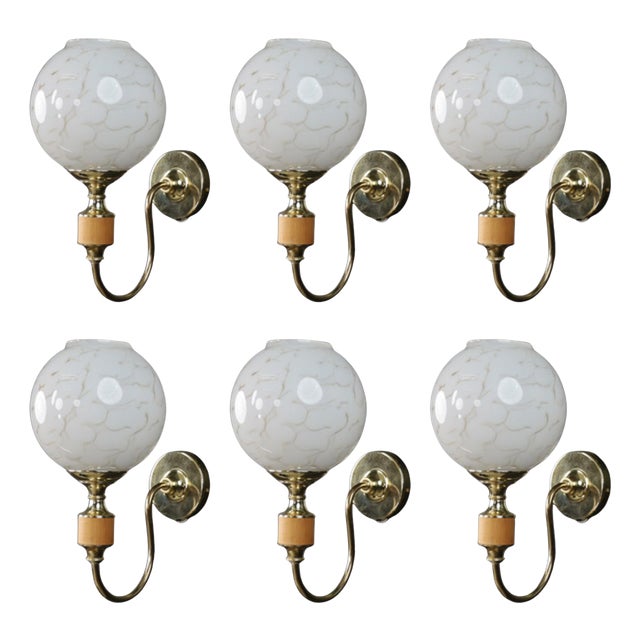 Mid-Century Modern Brass and Art Glass Wall Sconce, Czech Republic, 1970s For Sale