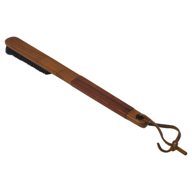 Midcentury Walnut and Leather Clothes Brush by Carl Auböck, 1950s For Sale