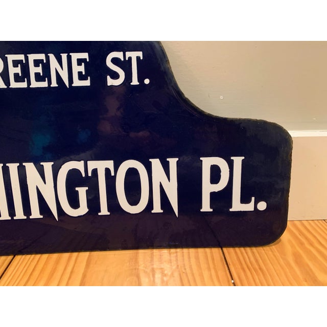 Vintage Greenwich Village New York City Enamel Street Sign For Sale - Image 4 of 11