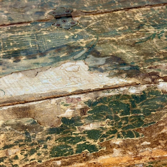 Antique Wood Cabinet/Cupboard With Old Decorative Paper Covering Surface For Sale - Image 11 of 12