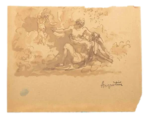 Louis Anquetin, Lovers, Ink & Pencil Drawing, Early 20th Century