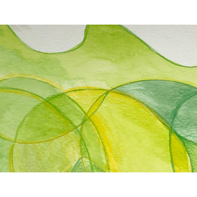 "Organic Abstract in Greens" Original Watercolor by CL Auker For Sale - Image 4 of 7