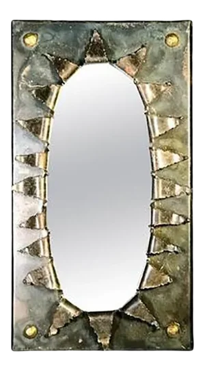 Brutalist Eye Form Mirror in the Manner of Paul Evans