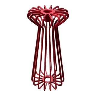 Vintage Scandinavian Red Metal Candle Holder For Sale