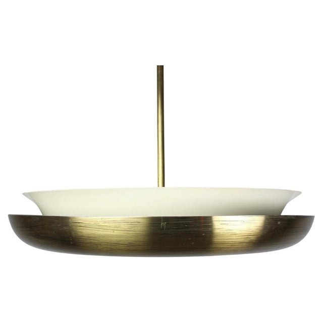 Art deco ufo chandelier designed by josef hůrka and manufactured by napako in czechoslovakia during the 1930s. The fixture...