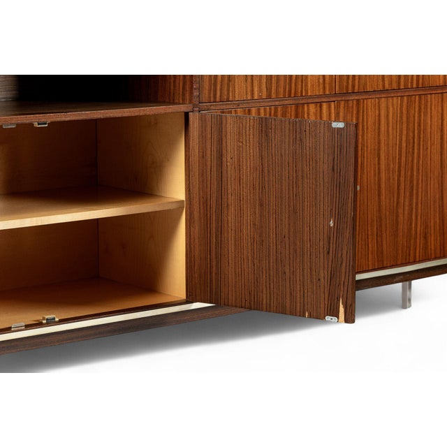 Exceptional Teak Vintage Mid Century French Wall Unit Cabinet For Sale - Image 10 of 14