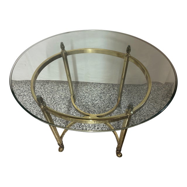 La Barge Hollywood Regency Brass Oval Table For Sale
