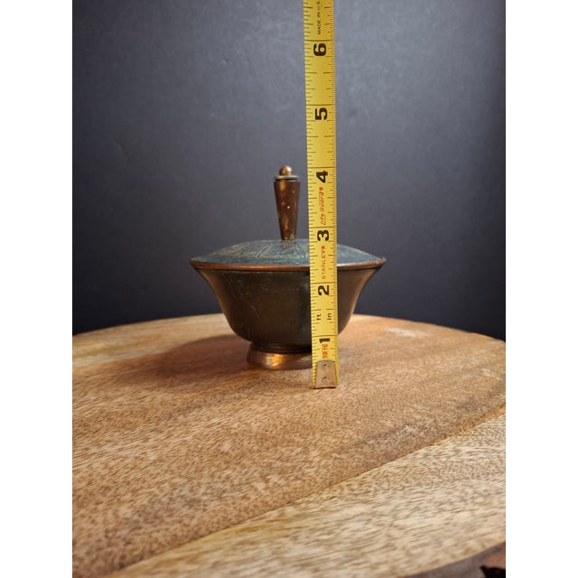 Vintage Pal-Bell Israel Bronze Honey Dish Twelve Tribes Maurice Ascalon Rosh Hashanah MCM Judaica For Sale - Image 10 of 11