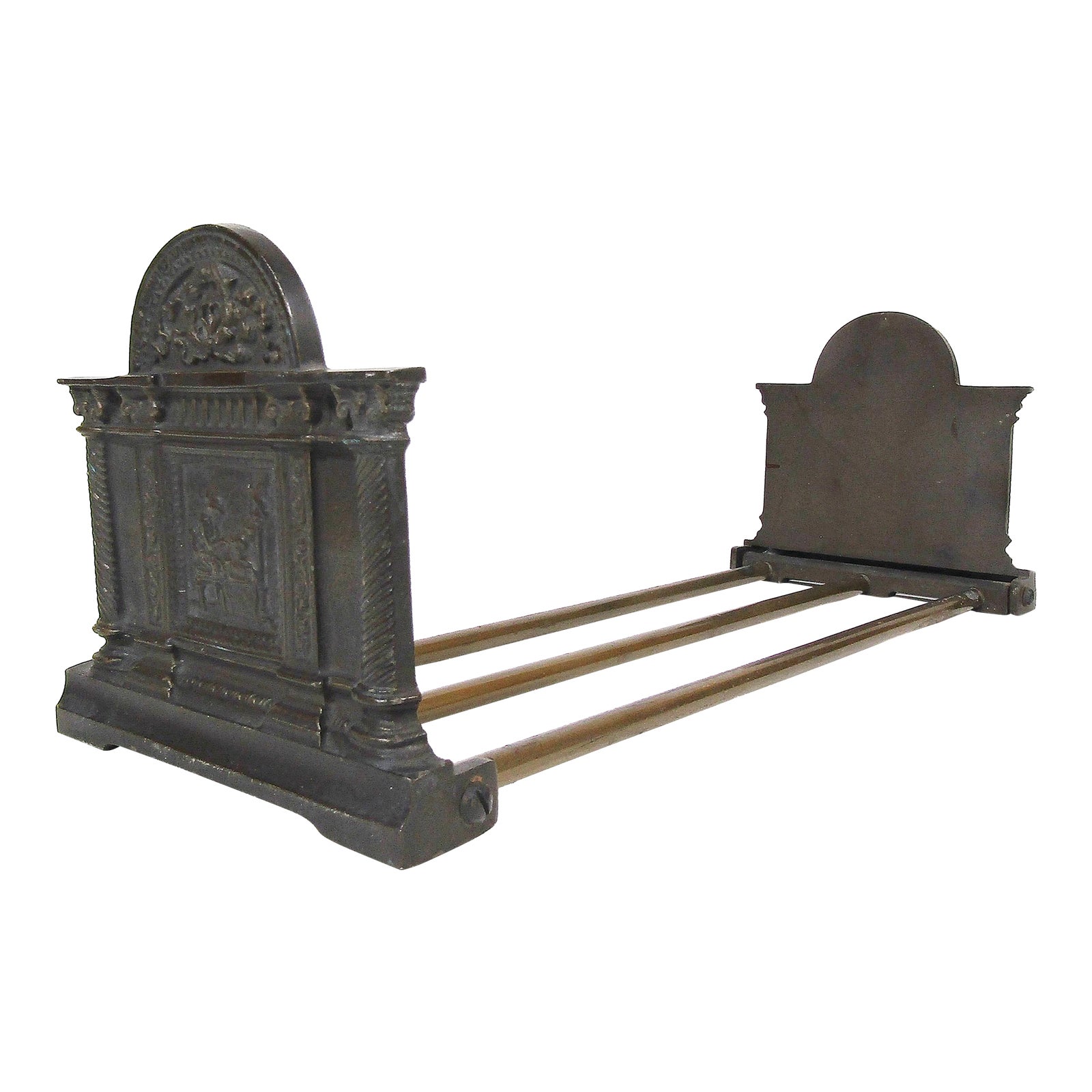 Antique Expandable Brass & Bronze Book Rack / Bookends With Scholar ...
