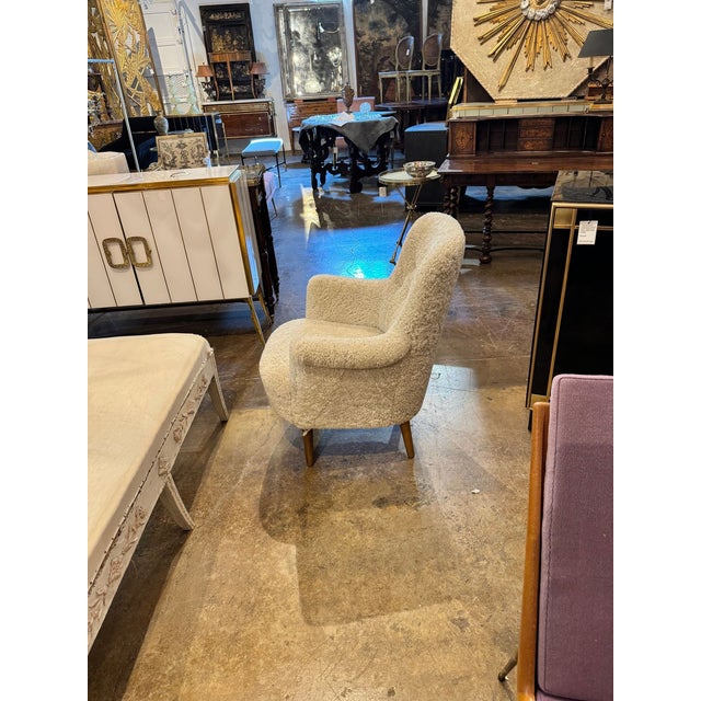 White Danish MCM Armchair With Shearling For Sale - Image 8 of 9
