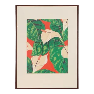 Mid 20th Century Gouache on Paper Floral Study for Textiles, Framed