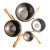 Vintage Chinese Chased Copper "Singing Bowl" Set (4 Pieces) With Wooden Mallets - 1727g For Sale