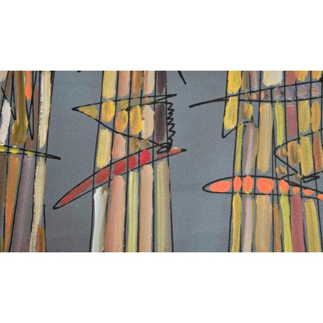 1990s 1990s Acrylic Painting With India Ink on Stretched Canvas by Brazilian Artist Fernando Duarte Modern Art For Sale - Image 5 of 11