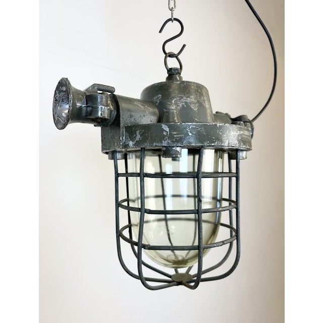Industrial Cast Aluminium Cage Pendant Light, 1960s For Sale - Image 9 of 18