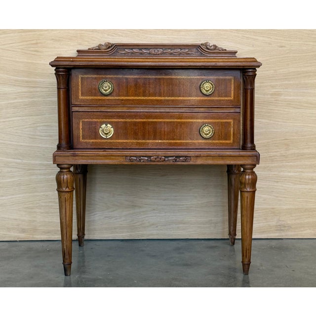 Early 20th Century French Walnut Nightstands or Side Tables with two drawers, 2 Pieces For Sale - Image 18 of 18