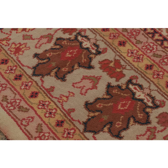Rug & Kilim Antique Arts & Crafts Rug in Beige With Pink Floral Patterns, From Rug & Kilim For Sale - Image 4 of 9