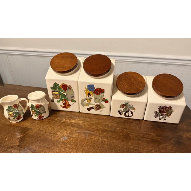 1970s Hyalyn Ceramic Canisters With Creamer and Sugar Set - 6pcs For Sale - Image 10 of 16
