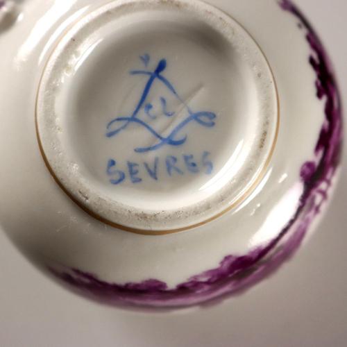 Tray and Six Porcelain Cups from Sèvres, Set of 7 For Sale - Image 6 of 10