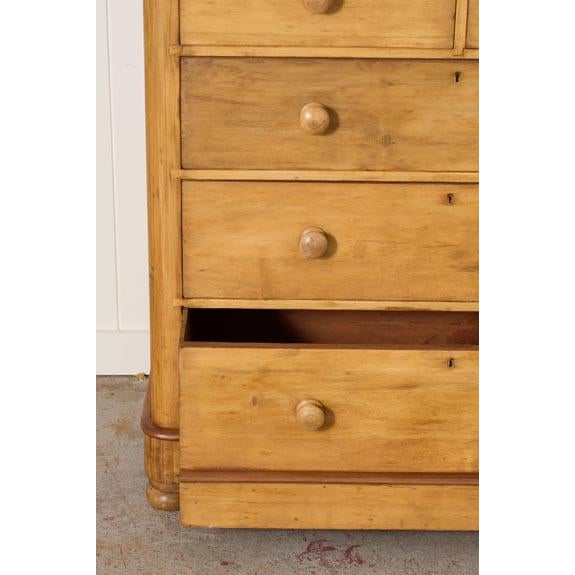 Wood Late 19th Century English Victorian Large Two Over Three Pine Chest With Extra Deep Bottom Drawer For Sale - Image 7 of 10