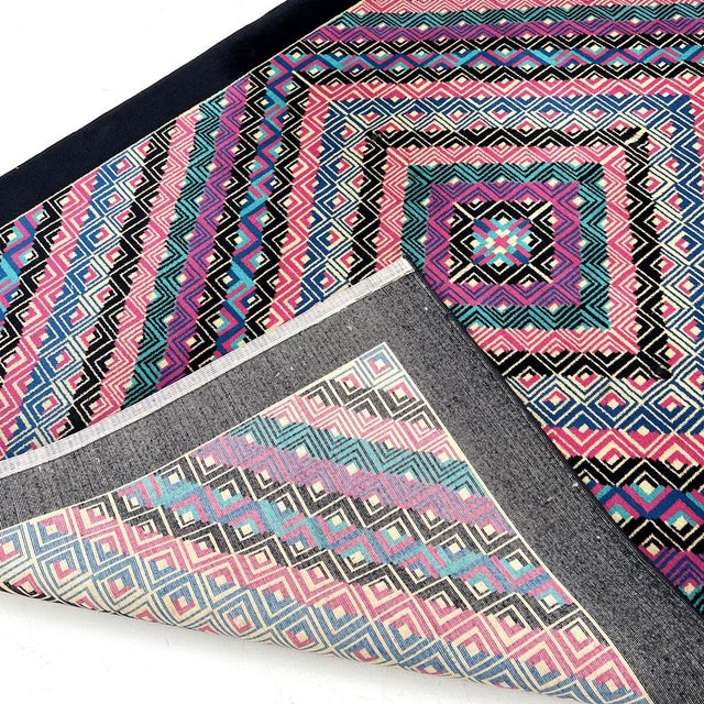 Black Large Geometric Wool Rug from Missoni, 1980s For Sale - Image 8 of 9
