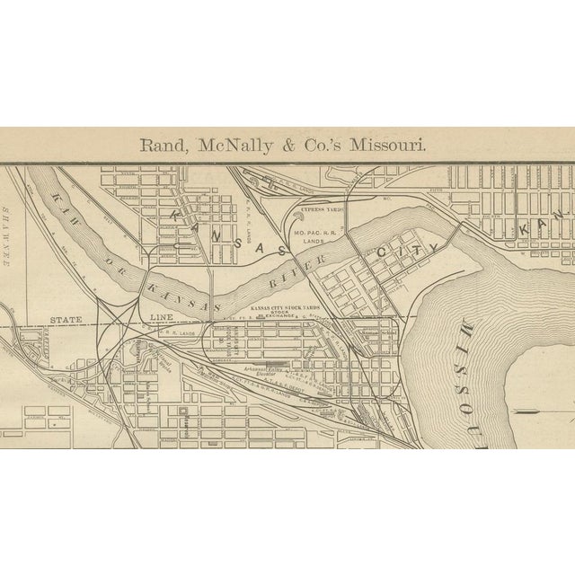 Title: Antique Kansas City Map Wall Art – Missouri–Kansas Border, Rand McNally : This original antique atlas map shows...